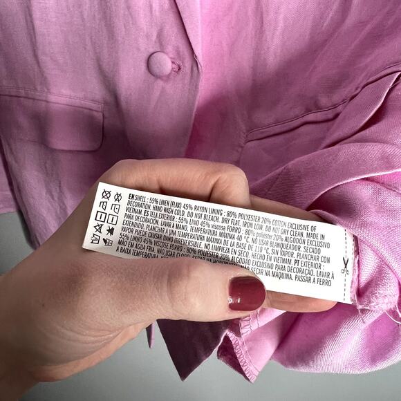 Pink Linen Blend Oversized Blazer LAST CALL - Picture 4 of 6